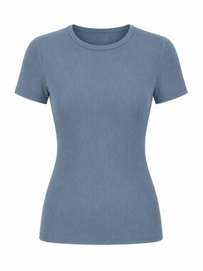 Aleeza Paris Ribbed Modal Top in Slate Blue Size XL NWT
